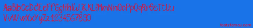 SketchMeFreeVersion-Schriftart – Rote Schriften auf blauem Hintergrund