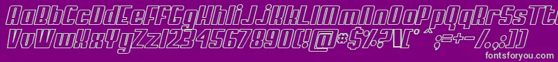 MyPumaObliqueOutlined Font – Green Fonts on Purple Background