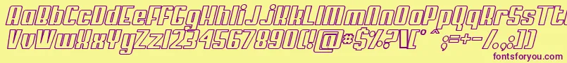 MyPumaObliqueOutlined Font – Purple Fonts on Yellow Background