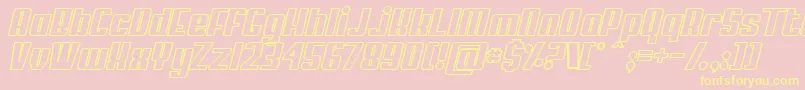 MyPumaObliqueOutlined-Schriftart – Gelbe Schriften auf rosa Hintergrund