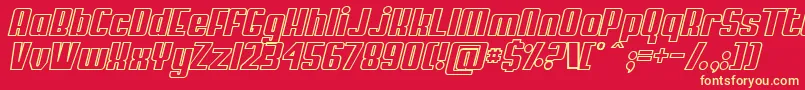 MyPumaObliqueOutlined Font – Yellow Fonts on Red Background