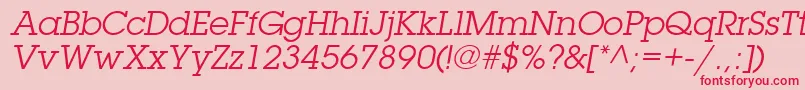 Fonte TorrentGraphicSsiItalic – fontes vermelhas em um fundo rosa