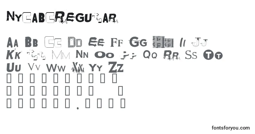 Czcionka NycabcRegular – alfabet, cyfry, specjalne znaki