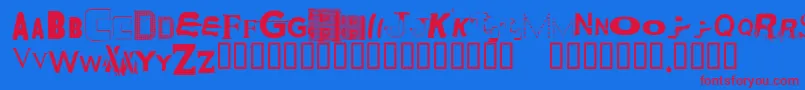 フォントNycabcRegular – 赤い文字の青い背景