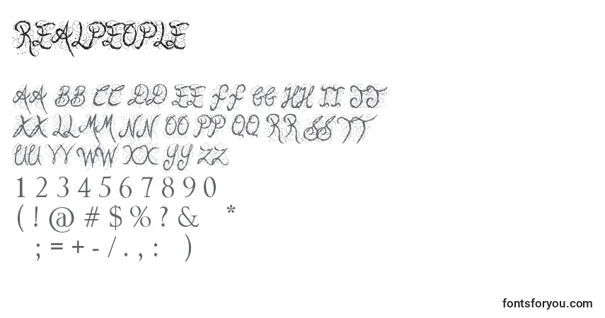 Schriftart RealPeople – Alphabet, Zahlen, spezielle Symbole