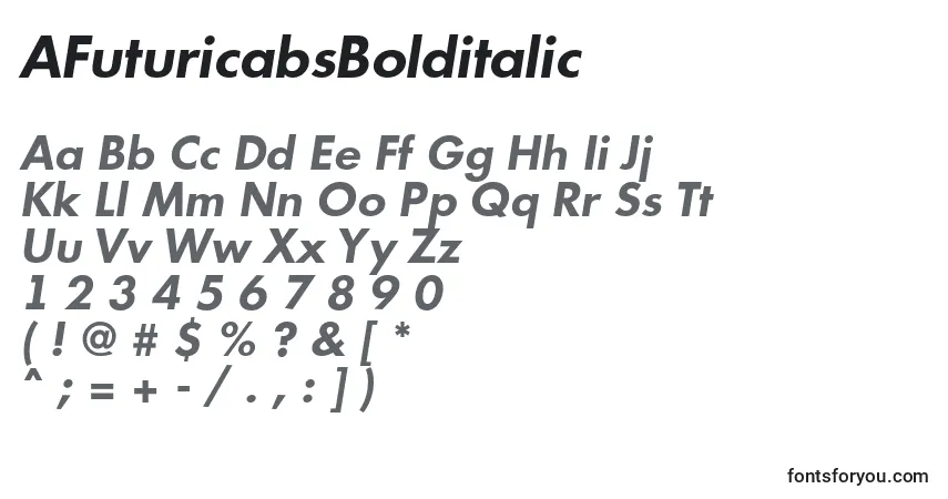 Schriftart AFuturicabsBolditalic – Alphabet, Zahlen, spezielle Symbole