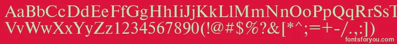 フォントTimeset – 赤い背景に緑の文字