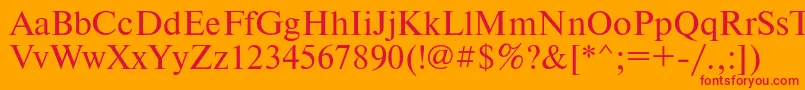 フォントTimeset – オレンジの背景に赤い文字