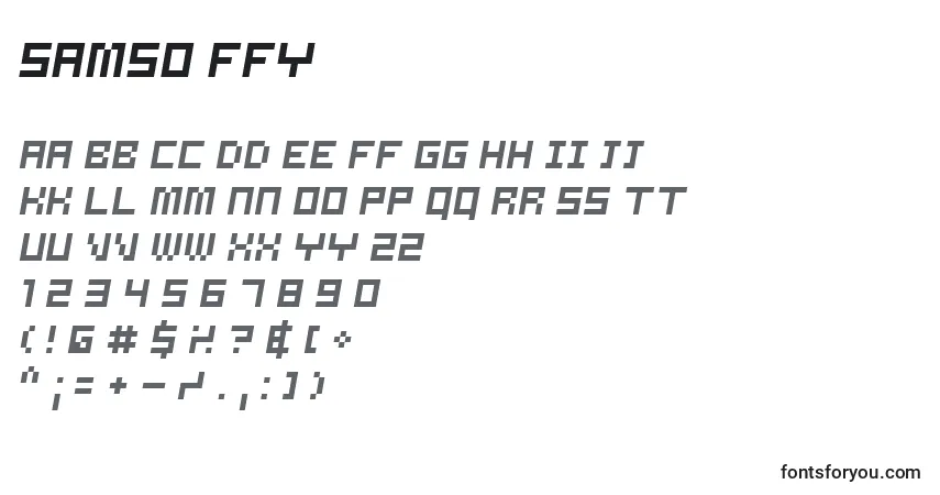 Czcionka Samso ffy – alfabet, cyfry, specjalne znaki