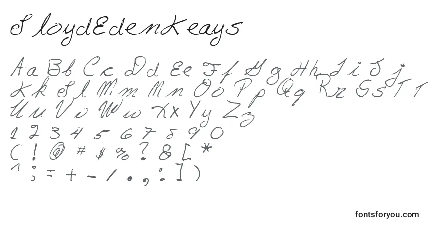 Schriftart LloydEdenKeays – Alphabet, Zahlen, spezielle Symbole