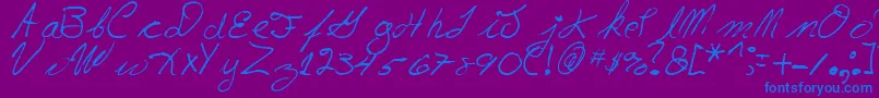 LloydEdenKeays-Schriftart – Blaue Schriften auf violettem Hintergrund