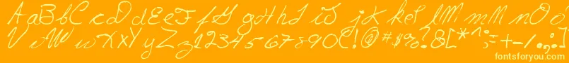 Weitere Informationen zur LloydEdenKeays-Schriftart LloydEdenKeays-Schriftart – Gelbe Schriften auf orangefarbenem Hintergrund