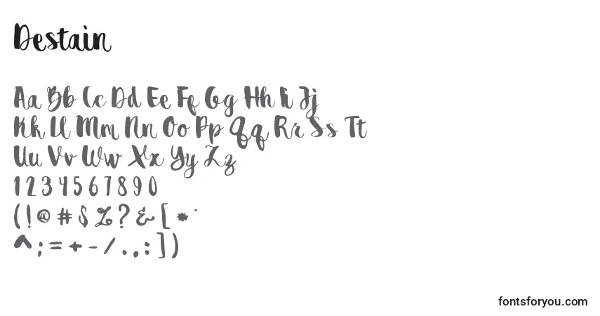 Шрифт Destain – алфавит, цифры, специальные символы