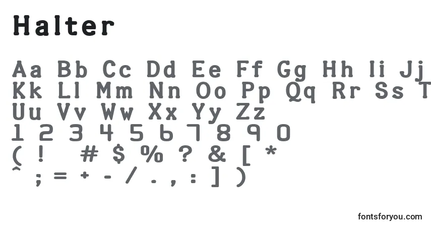 A fonte Halter – alfabeto, números, caracteres especiais