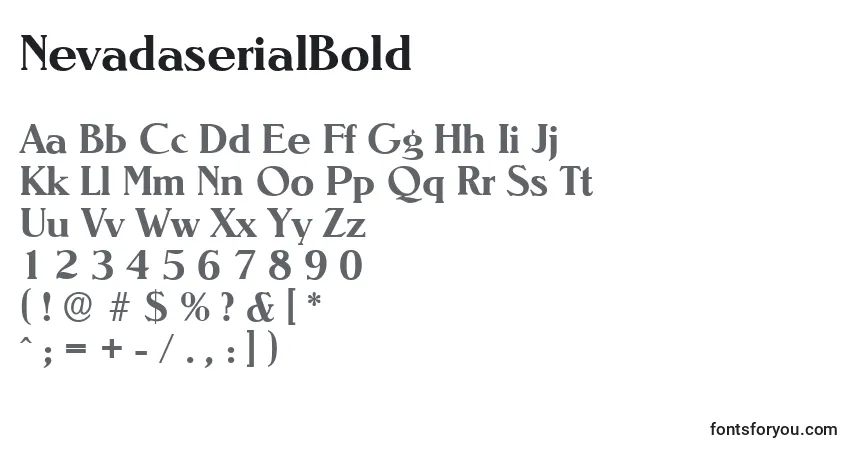 Czcionka NevadaserialBold – alfabet, cyfry, specjalne znaki