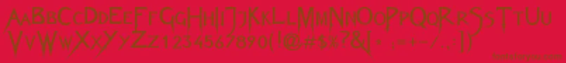 Fonte FiolexMephisto – fontes marrons em um fundo vermelho