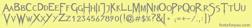 FiolexMephisto-fontti – harmaat kirjasimet keltaisella taustalla