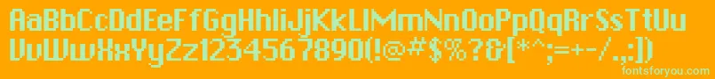 PfbitmapOnesquared Font – Green Fonts on Orange Background