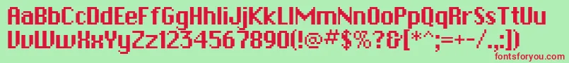PfbitmapOnesquared Font – Red Fonts on Green Background