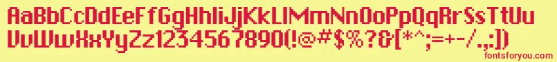 フォントPfbitmapOnesquared – 赤い文字の黄色い背景