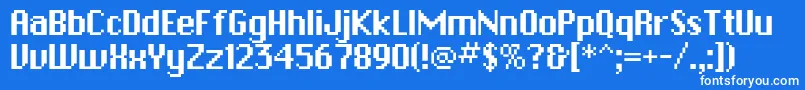 フォントPfbitmapOnesquared – 青い背景に白い文字