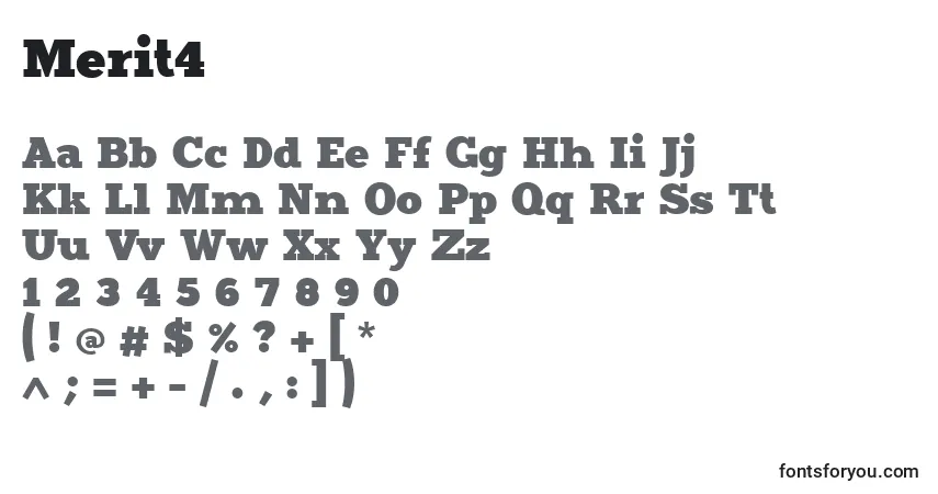 Schriftart Merit4 – Alphabet, Zahlen, spezielle Symbole