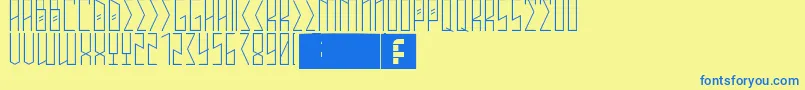 Annihilate-Schriftart – Blaue Schriften auf gelbem Hintergrund