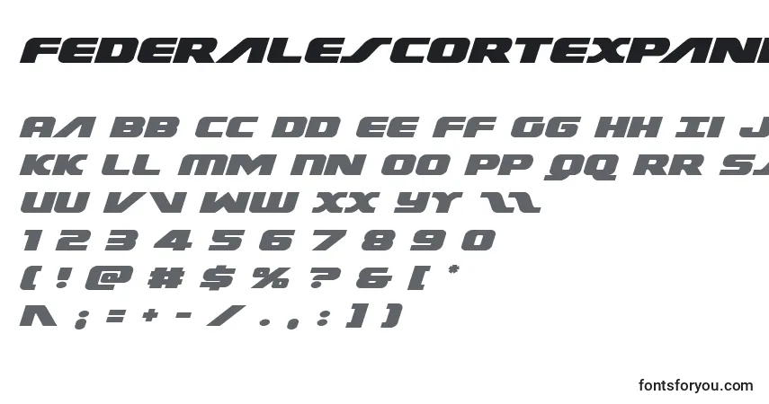 Schriftart Federalescortexpandital – Alphabet, Zahlen, spezielle Symbole