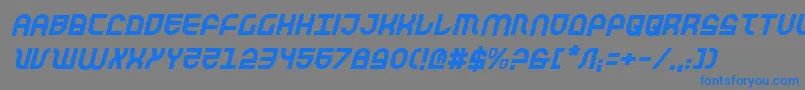 Więcej informacji o czcionce TrekTrooperItalic Czcionka TrekTrooperItalic – niebieskie czcionki na szarym tle