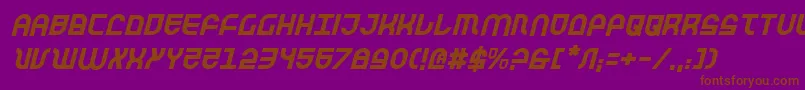 Fonte TrekTrooperItalic – fontes marrons em um fundo roxo