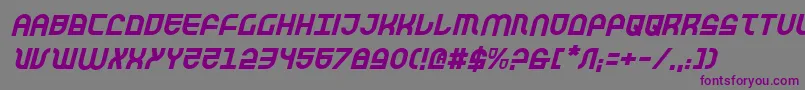 フォントTrekTrooperItalic – 紫色のフォント、灰色の背景