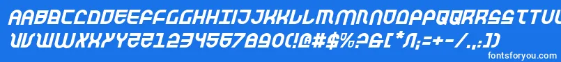 Czcionka TrekTrooperItalic – białe czcionki na niebieskim tle