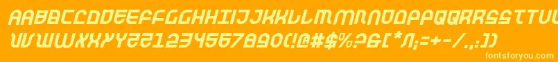 TrekTrooperItalic-Schriftart – Gelbe Schriften auf orangefarbenem Hintergrund