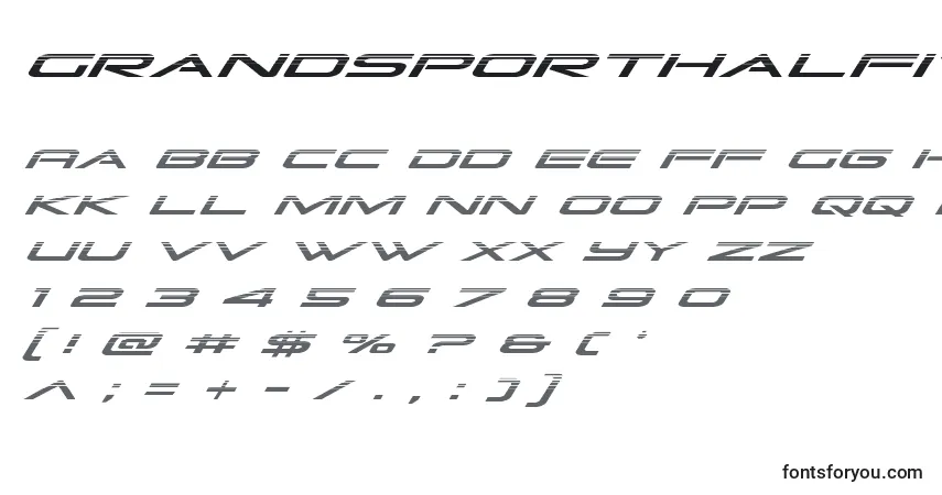 A fonte Grandsporthalfital – alfabeto, números, caracteres especiais