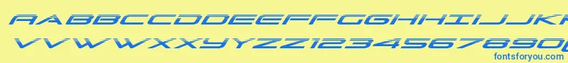Grandsporthalfital Font – Blue Fonts on Yellow Background