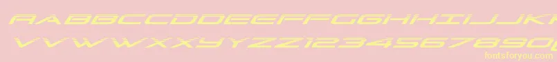 Grandsporthalfital-Schriftart – Gelbe Schriften auf rosa Hintergrund