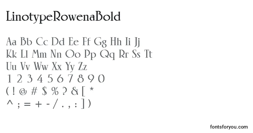 A fonte LinotypeRowenaBold – alfabeto, números, caracteres especiais