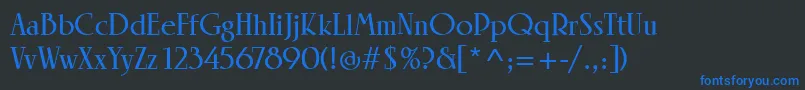 フォントLinotypeRowenaBold – 黒い背景に青い文字