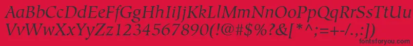 Czcionka GlossarySsiItalic – czarne czcionki na czerwonym tle