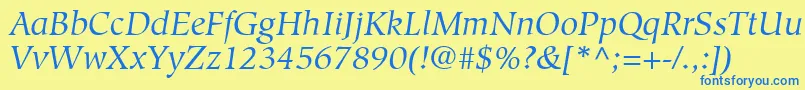 GlossarySsiItalic Font – Blue Fonts on Yellow Background