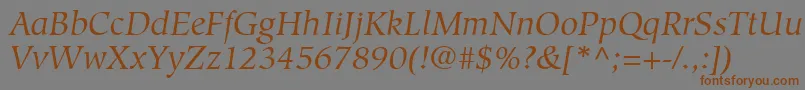 Fonte GlossarySsiItalic – fontes marrons em um fundo cinza