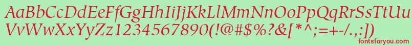 GlossarySsiItalic Font – Red Fonts on Green Background