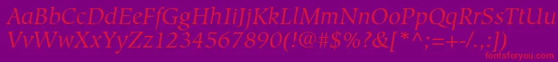 Шрифт GlossarySsiItalic – красные шрифты на фиолетовом фоне