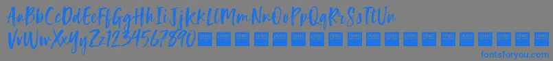 LuckyTurnsDemo-Schriftart – Blaue Schriften auf grauem Hintergrund