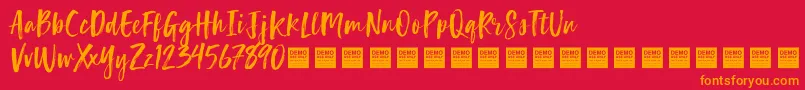 Police LuckyTurnsDemo – polices orange sur fond rouge