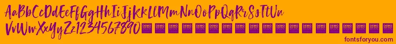 Police LuckyTurnsDemo – polices violettes sur fond orange
