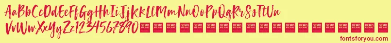 LuckyTurnsDemo Font – Red Fonts on Yellow Background