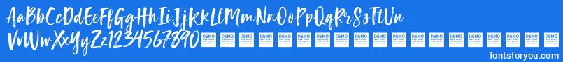 Fonte LuckyTurnsDemo – fontes brancas em um fundo azul