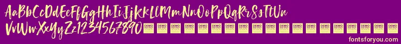 LuckyTurnsDemo-Schriftart – Gelbe Schriften auf violettem Hintergrund