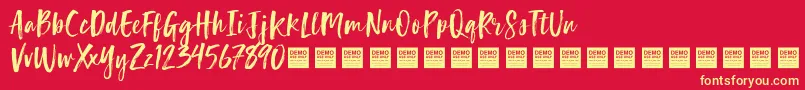 Czcionka LuckyTurnsDemo – żółte czcionki na czerwonym tle